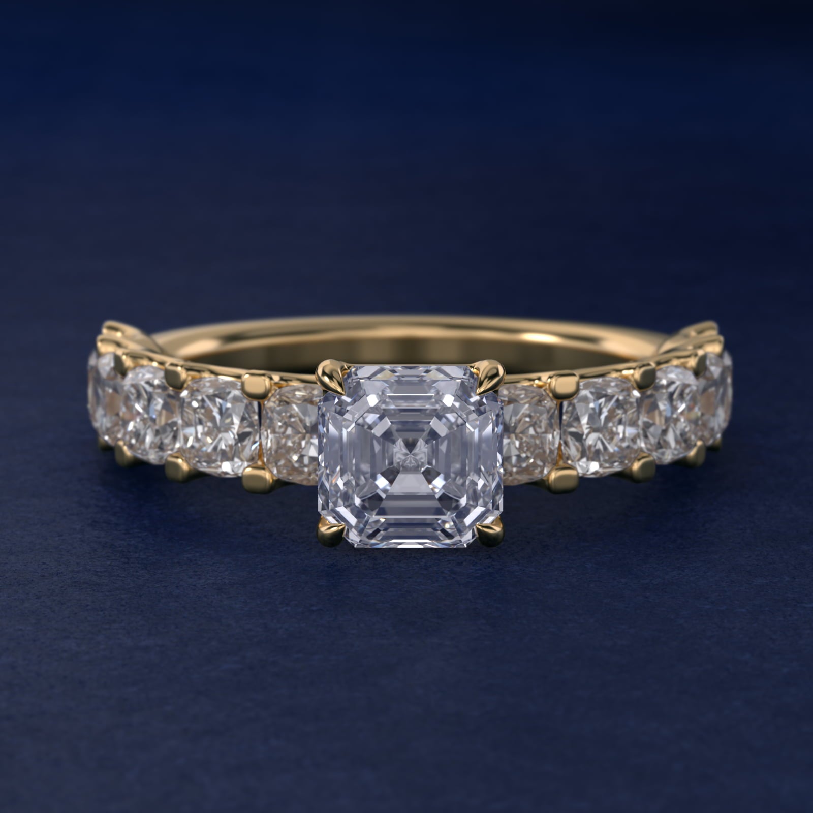 Cushion-Cut Diamond Engagement Ring in 14k Yellow Gold - Asscher Center