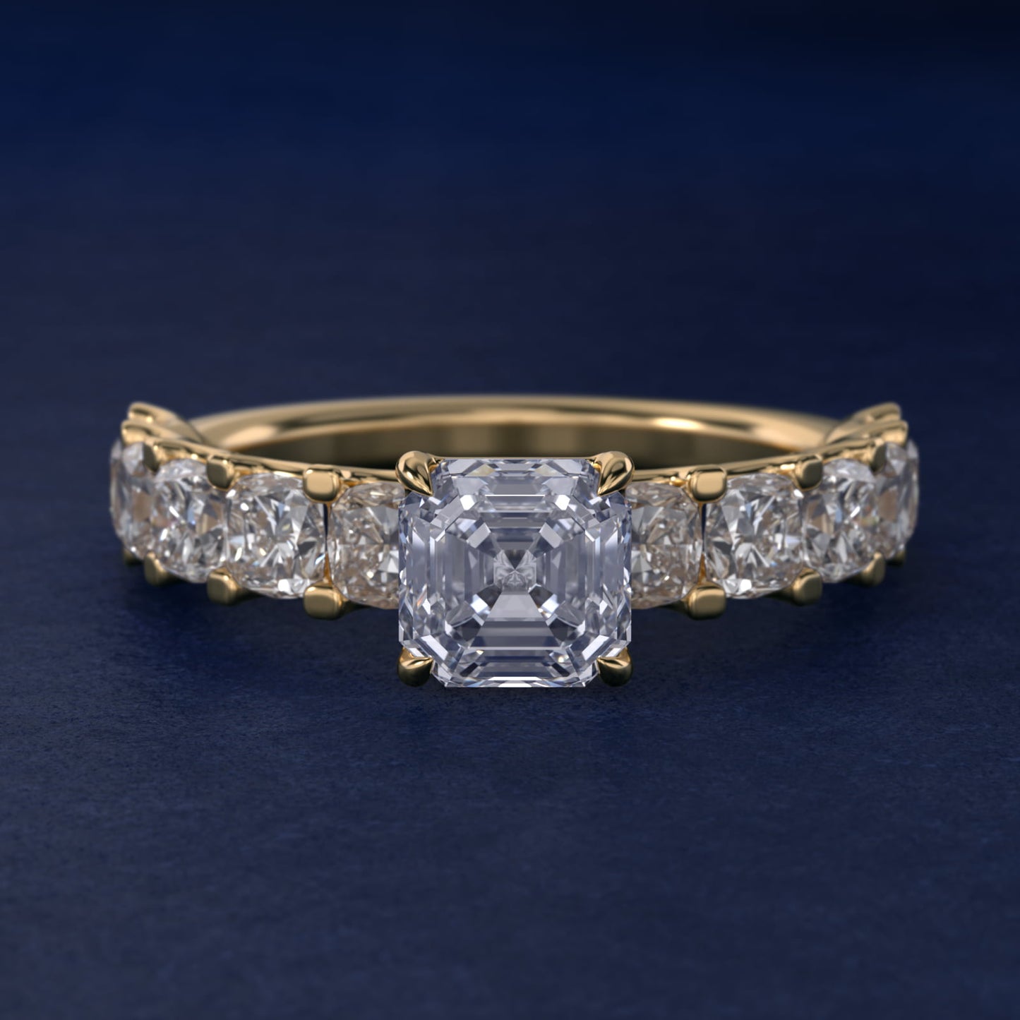 Cushion-Cut Diamond Engagement Ring in 18k Yellow Gold - Asscher Center
