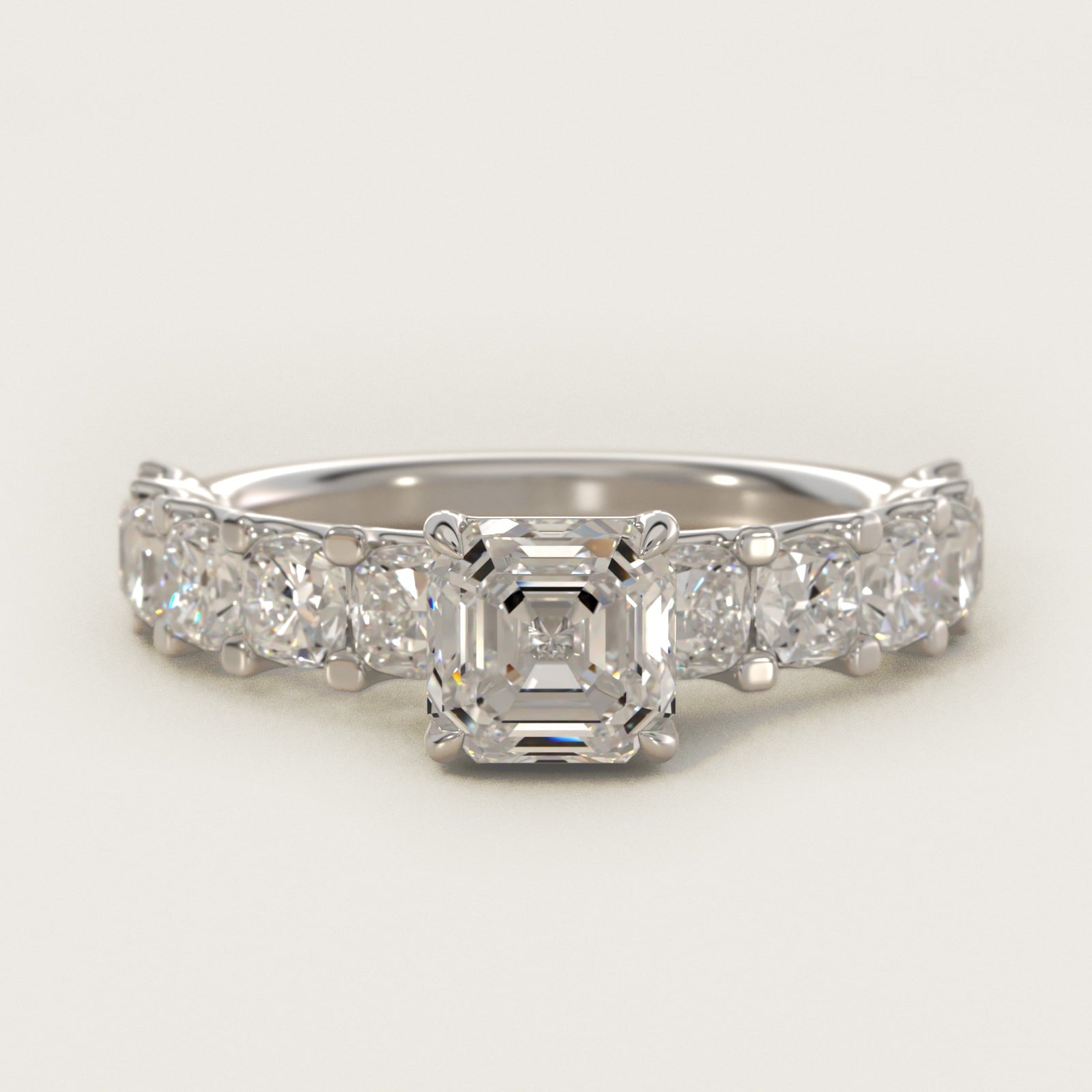 Cushion-Cut Diamond Engagement Ring in Platinum - Asscher Center