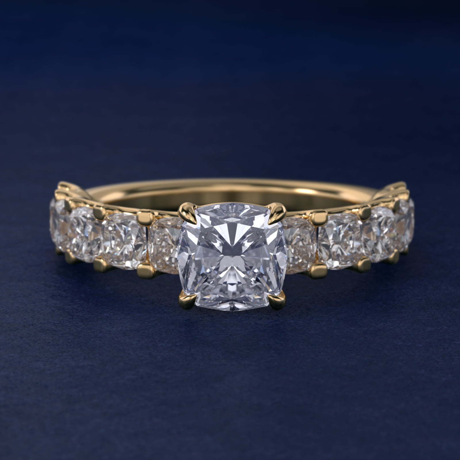 Cushion-Cut Diamond Engagement Ring in 14k Yellow Gold - Cushion Center