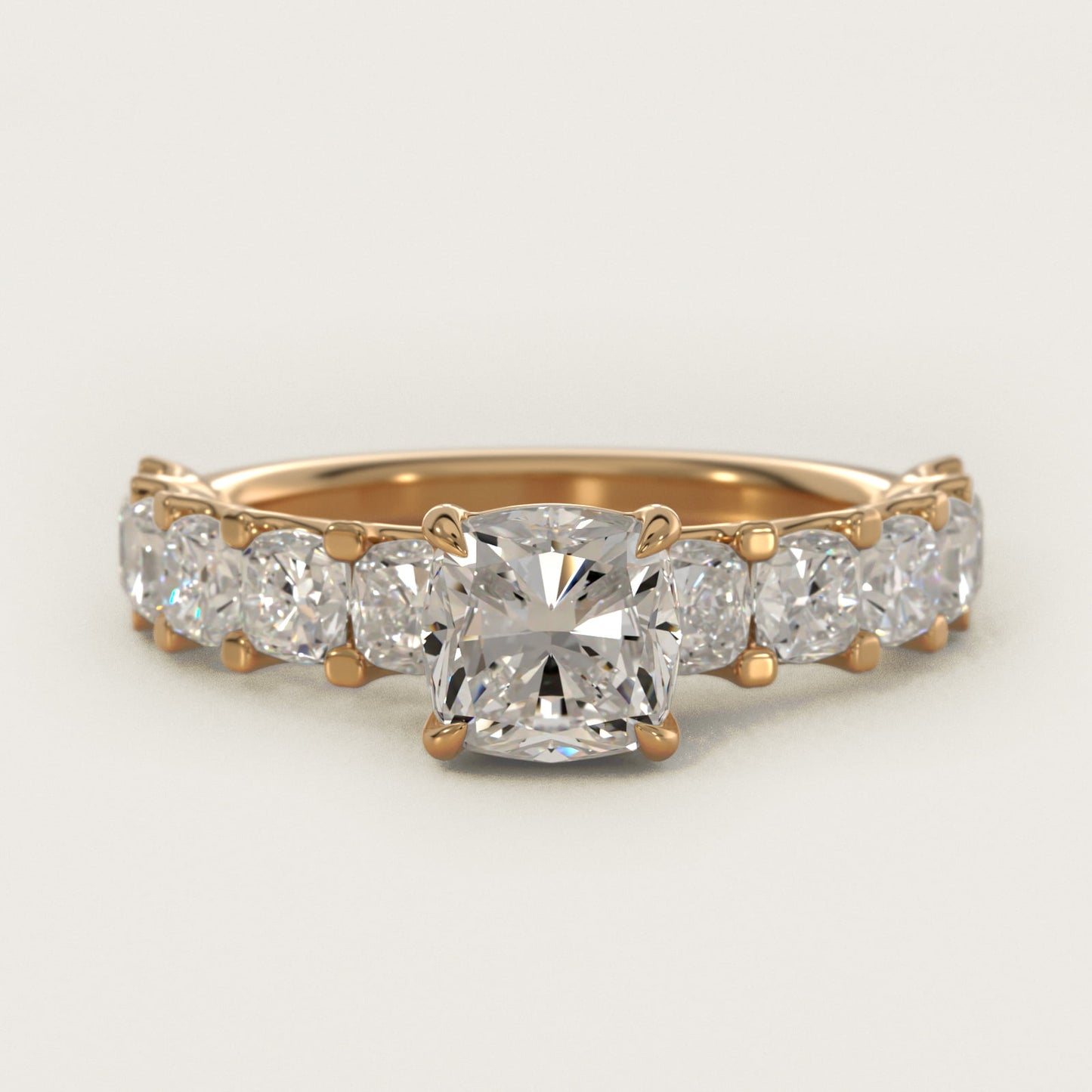 Cushion-Cut Diamond Engagement Ring in 14k Yellow Gold - Cushion Center