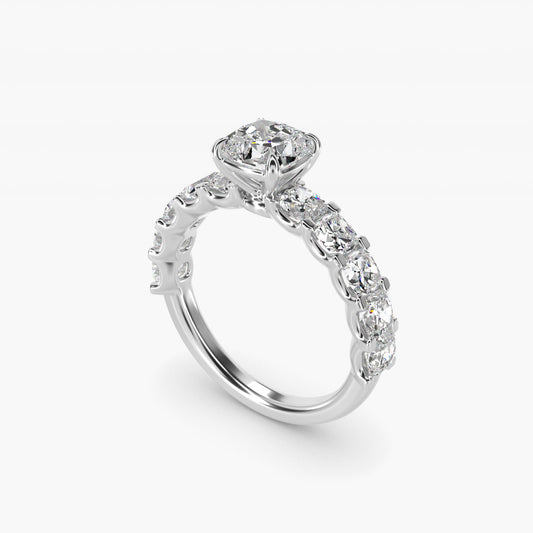 Cushion-Cut Diamond Engagement Ring in Platinum - Cushion Center