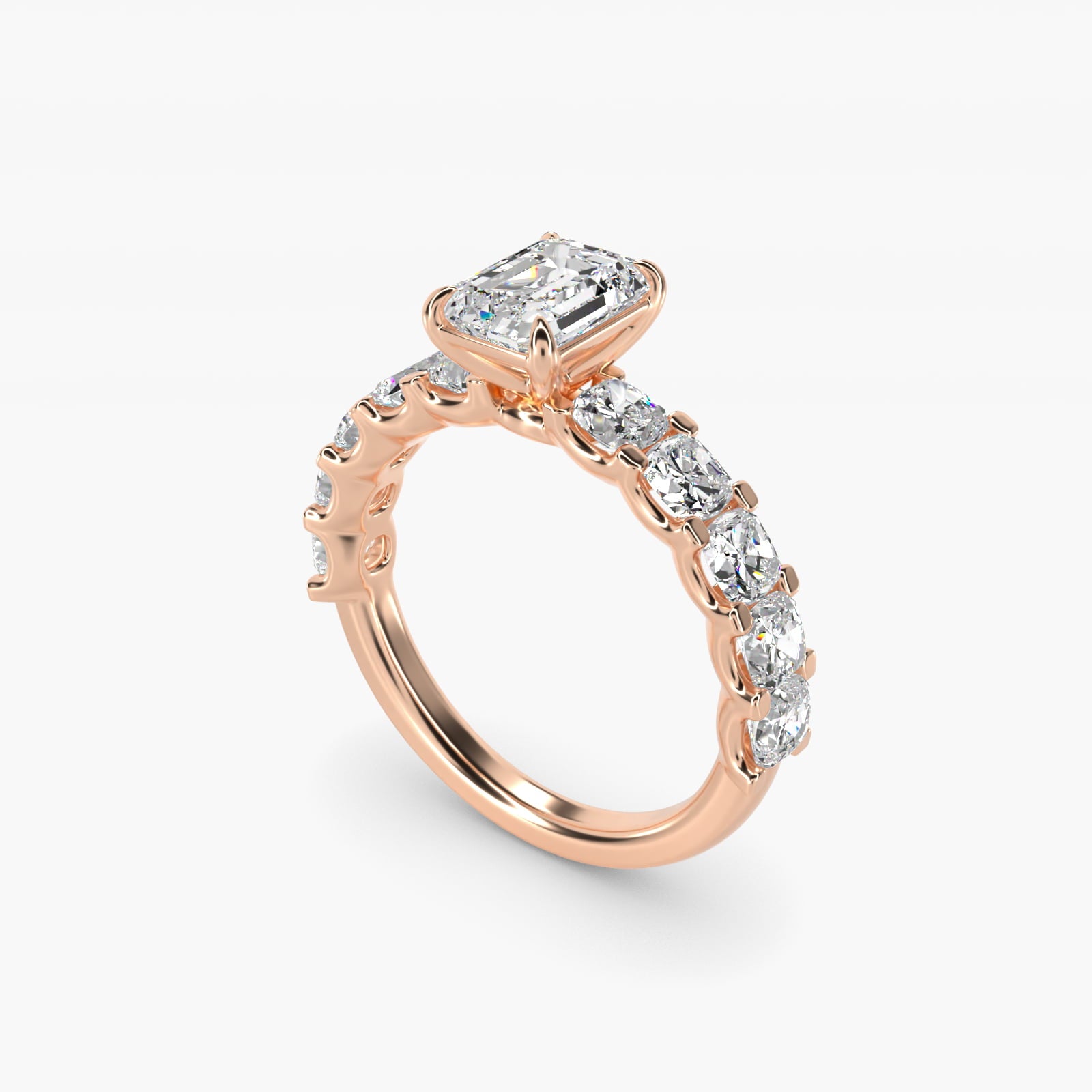 Cushion-Cut Diamond Engagement Ring in 18k Rose Gold - Emerald Center