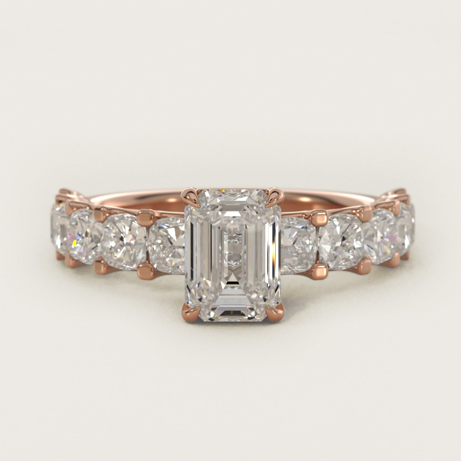 Cushion-Cut Diamond Engagement Ring in 14k Rose Gold - Emerald Center
