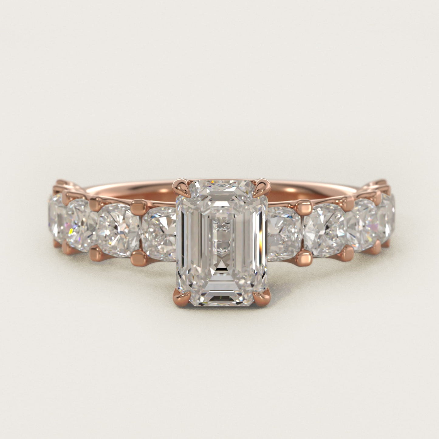 Cushion-Cut Diamond Engagement Ring in 18k Rose Gold - Emerald Center