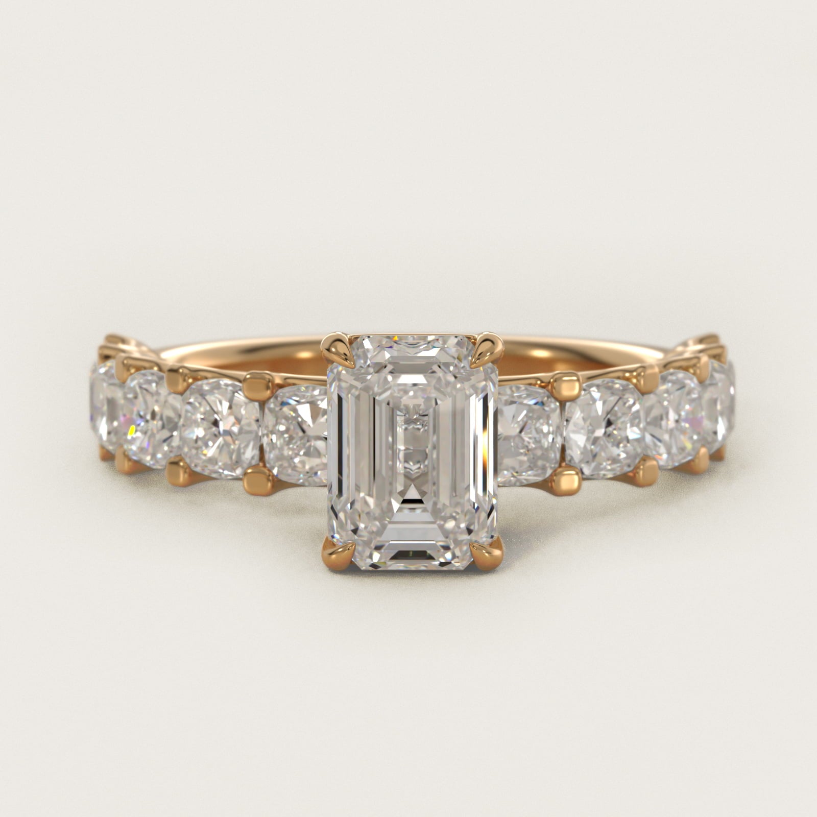 Cushion-Cut Diamond Engagement Ring in 14k Yellow Gold - Emerald Center