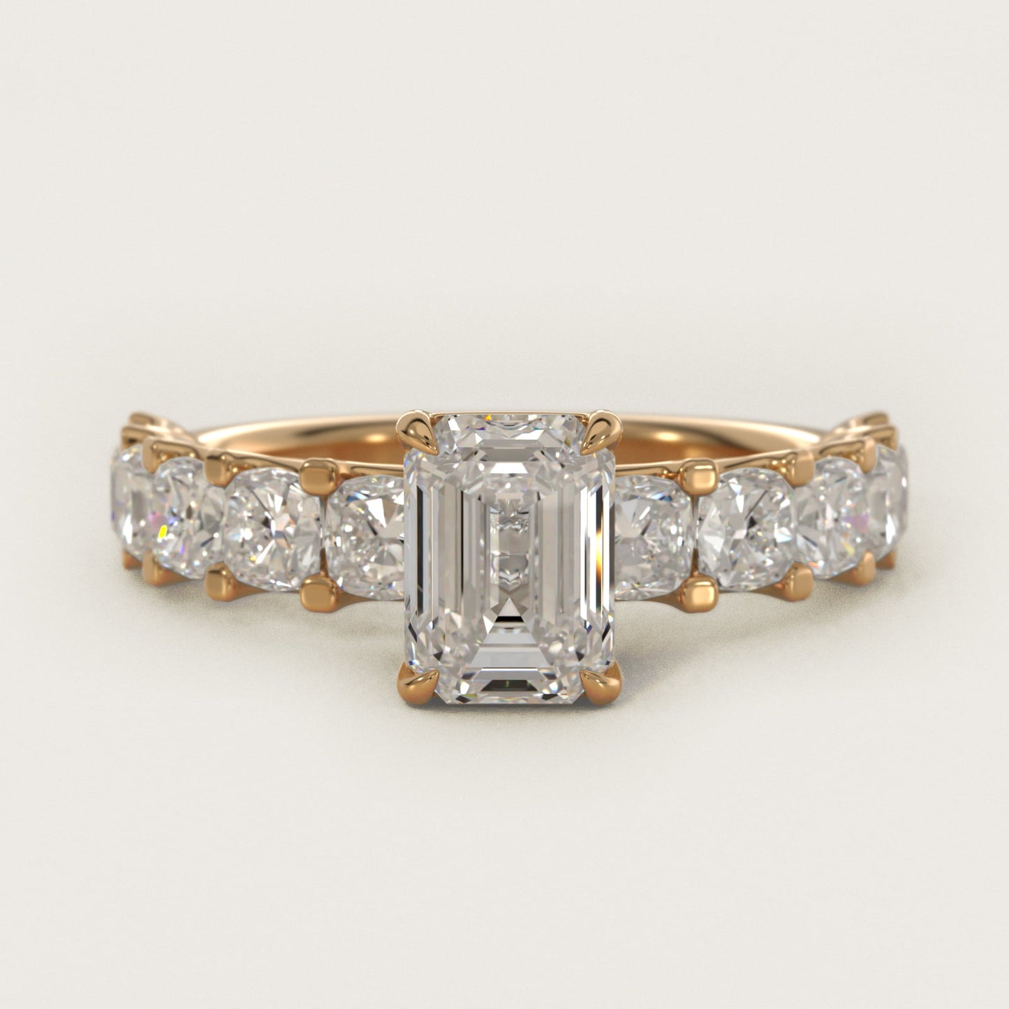 Cushion-Cut Diamond Engagement Ring in 18k Yellow Gold - Emerald Center