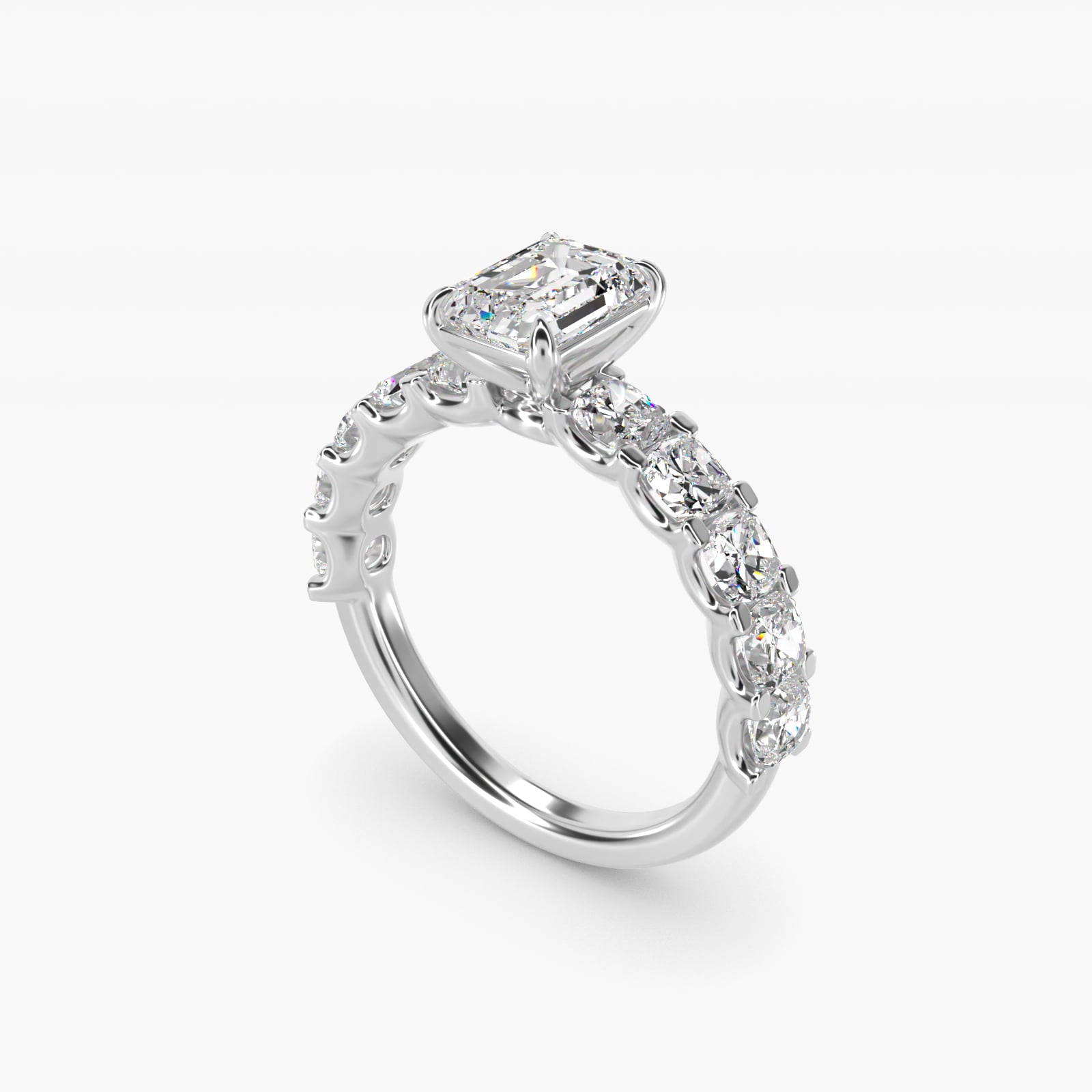 Cushion-Cut Diamond Engagement Ring in Platinum - Emerald Center