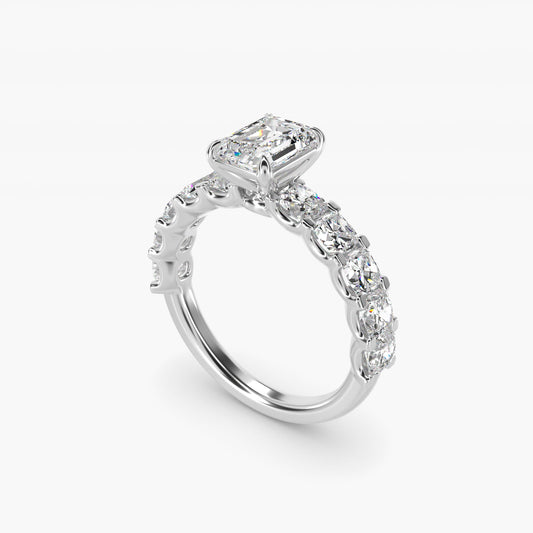 Cushion-Cut Diamond Engagement Ring in Platinum - Emerald Center
