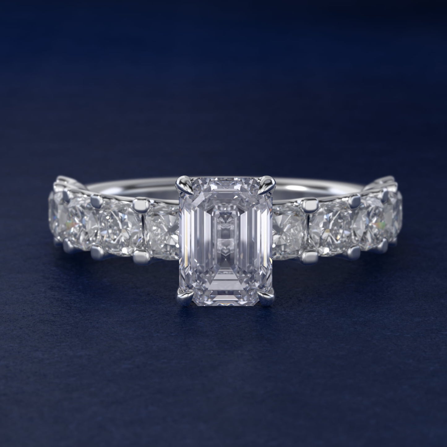 Cushion-Cut Diamond Engagement Ring in Platinum - Emerald Center