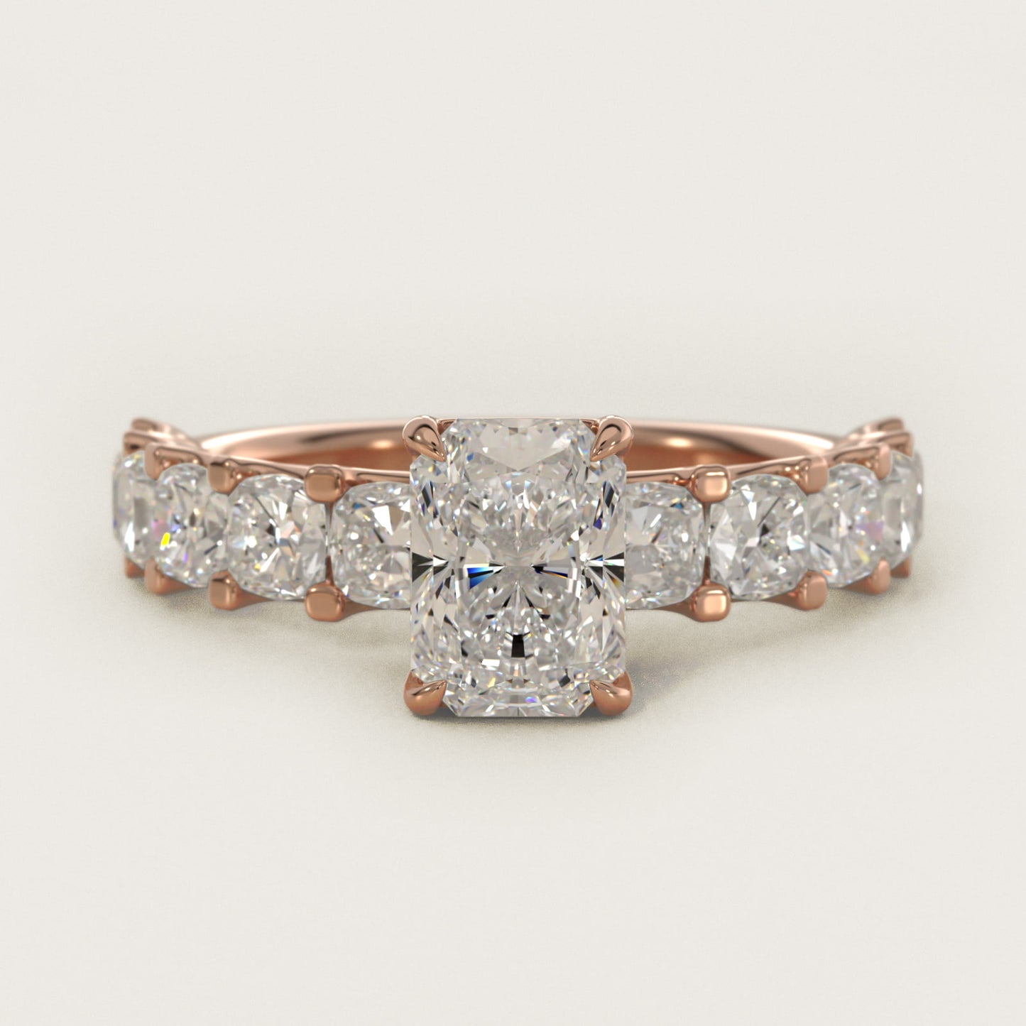 Cushion-Cut Diamond Engagement Ring in 18k Rose Gold - Radiant Center