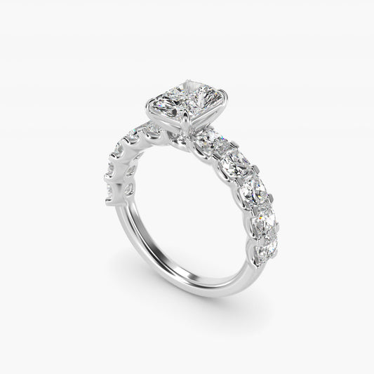 Cushion-Cut Diamond Engagement Ring in 14k White Gold - Radiant Center
