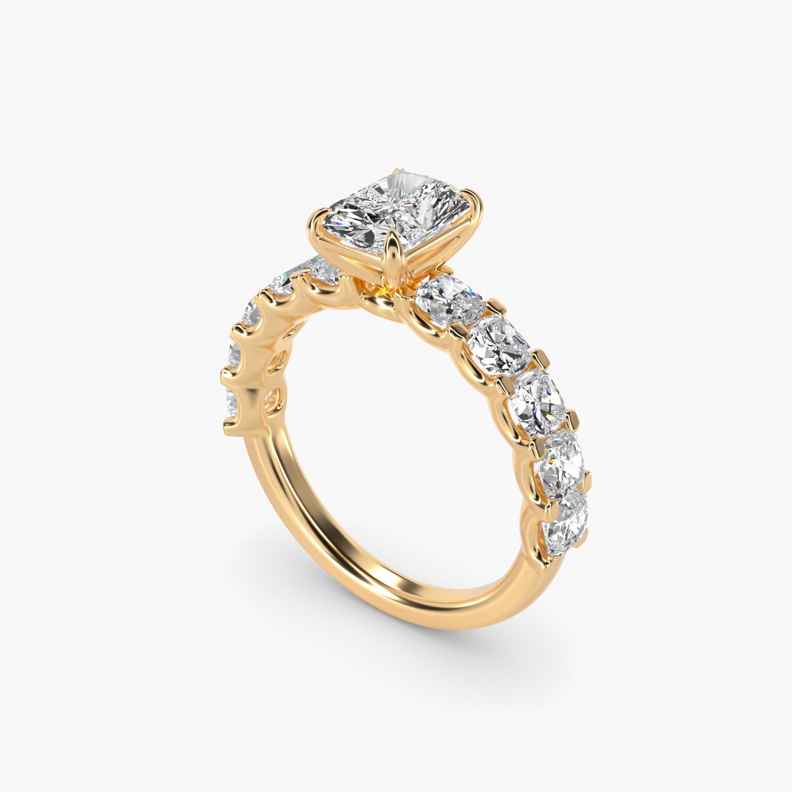 Cushion-Cut Diamond Engagement Ring in 18k Yellow Gold - Radiant Center