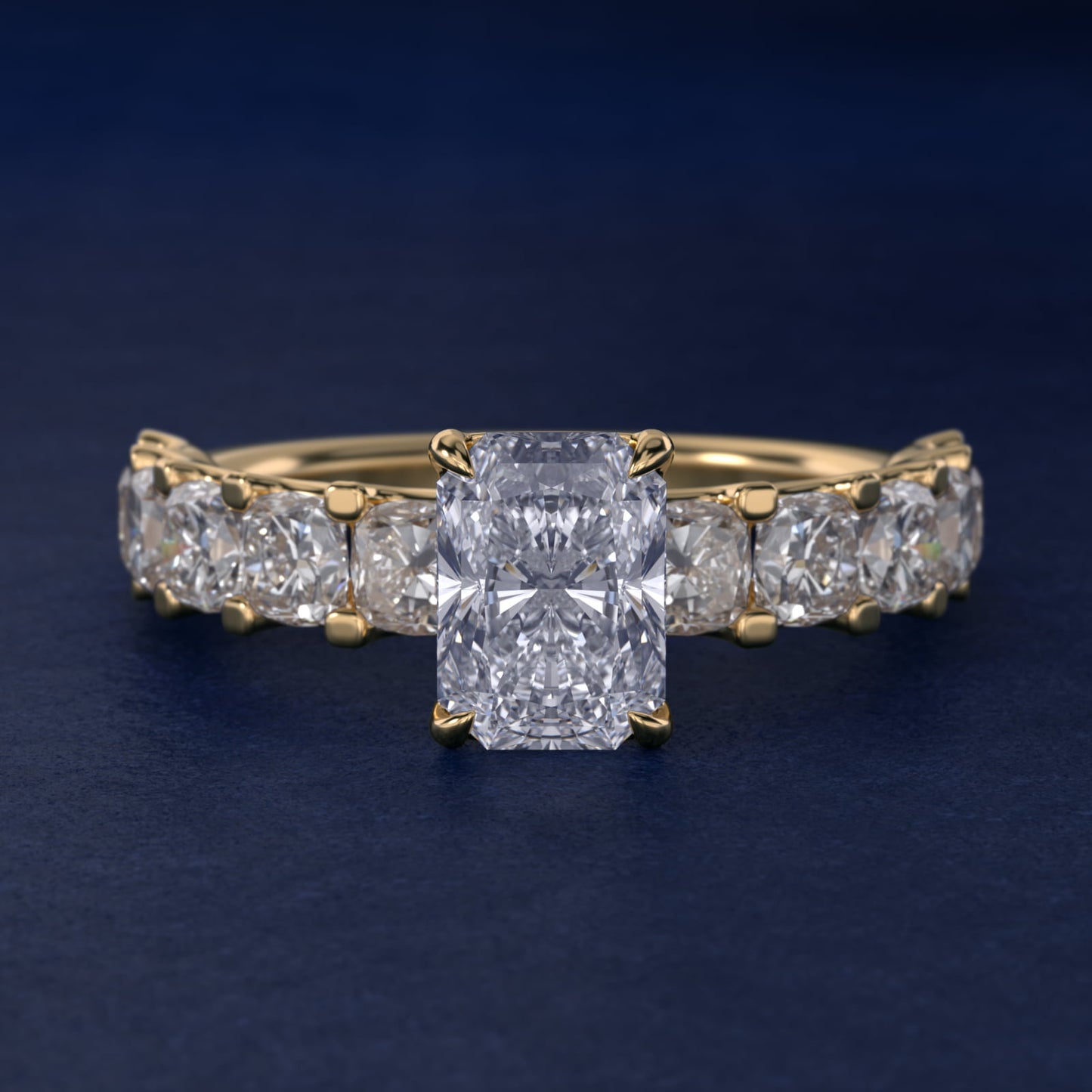Cushion-Cut Diamond Engagement Ring in 18k Yellow Gold - Radiant Center