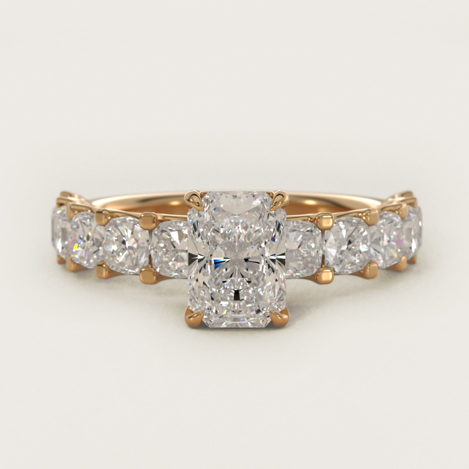 Cushion-Cut Diamond Engagement Ring in 14k Yellow Gold - Radiant Center