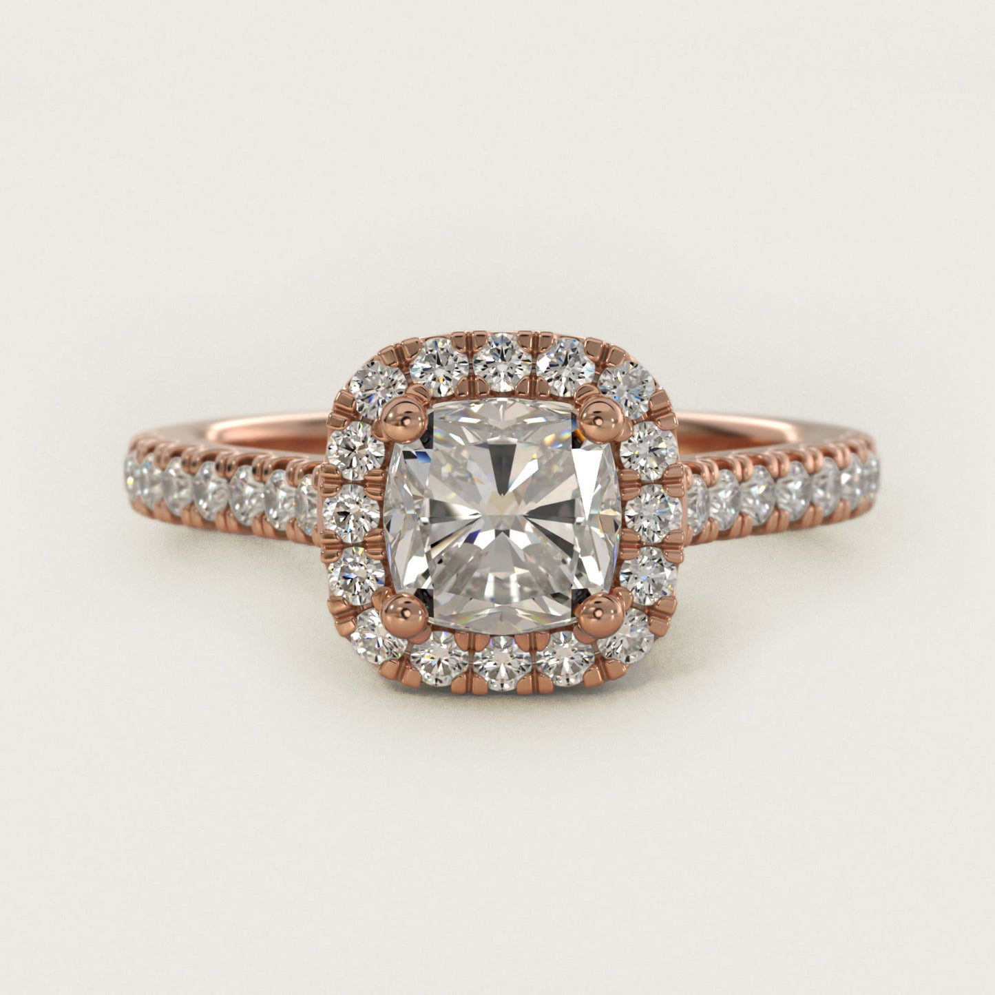 Cushion Halo Diamond Engagement Ring in 18k Rose Gold (1/3 ct. tw.) - Cushion Center