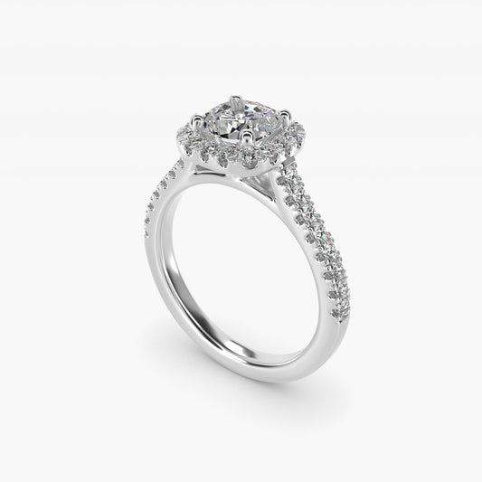 Cushion Halo Diamond Engagement Ring in 14k White Gold (1/3 ct. tw.) - Cushion Center