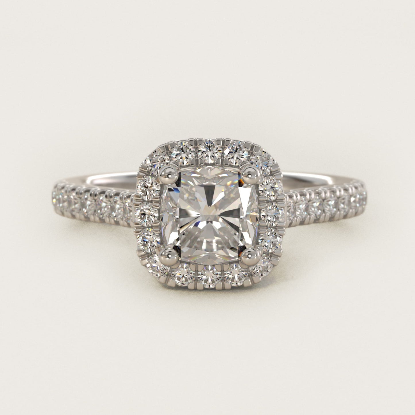 Cushion Halo Diamond Engagement Ring in 14k White Gold (1/3 ct. tw.) - Cushion Center