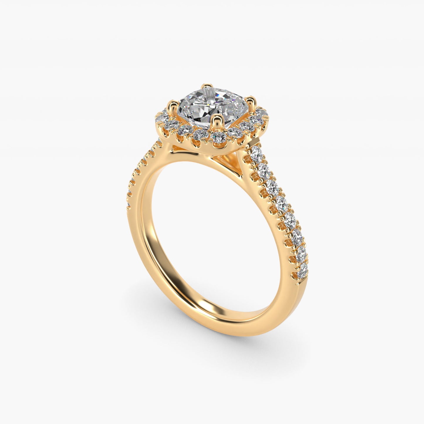 Cushion Halo Diamond Engagement Ring in 14K Yellow Gold (1/3 ct. tw.) - Cushion Center