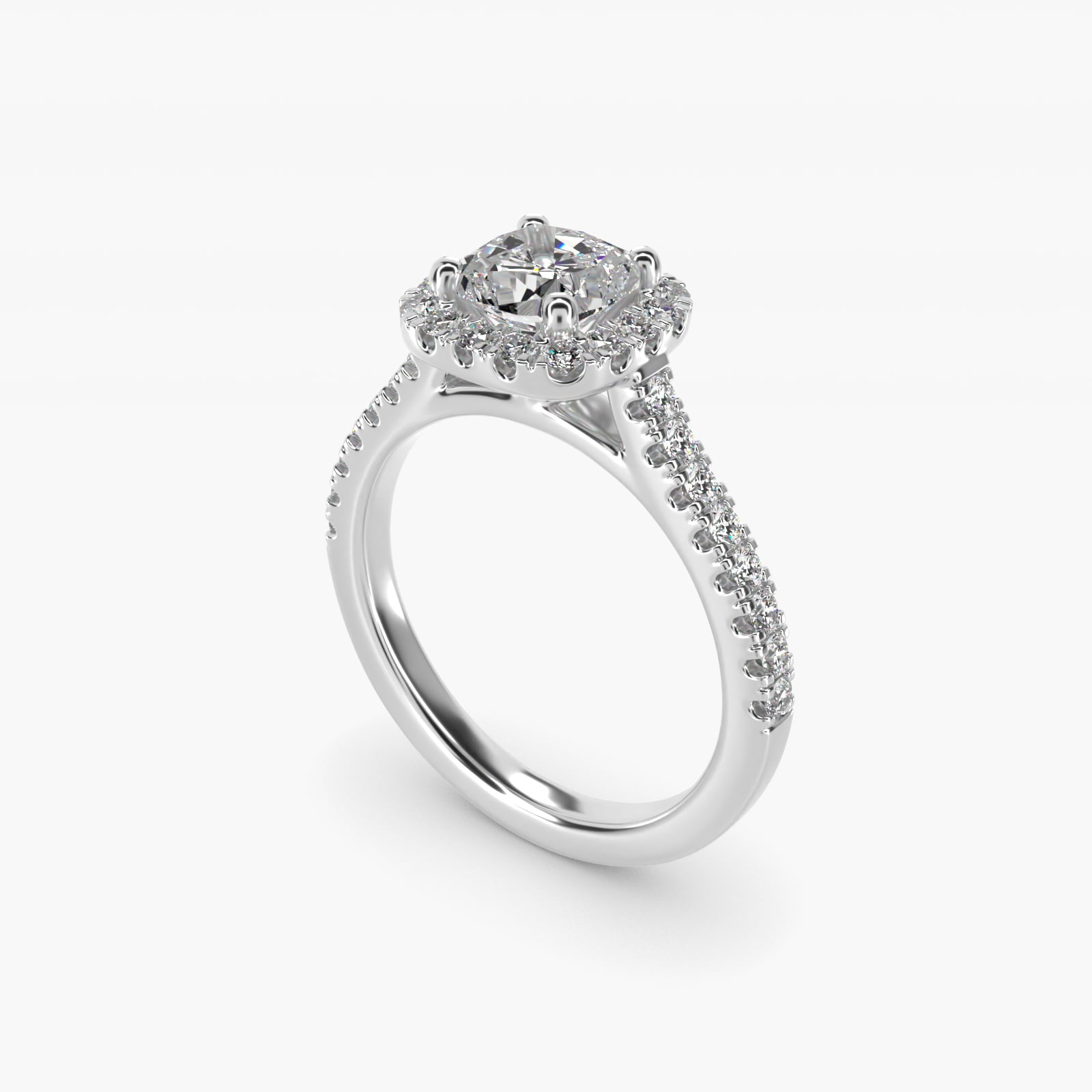 Cushion Halo Diamond Engagement Ring in Platinum (1/3 ct. tw.) - Cushion Center
