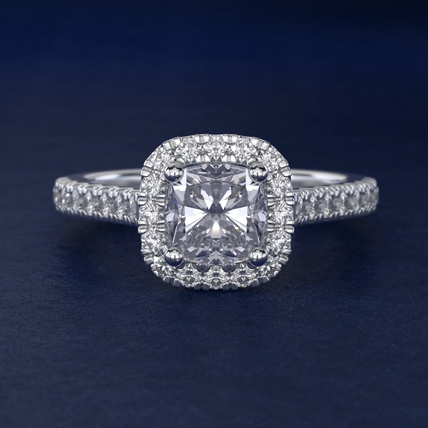 Cushion Halo Diamond Engagement Ring in Platinum (1/3 ct. tw.) - Cushion Center
