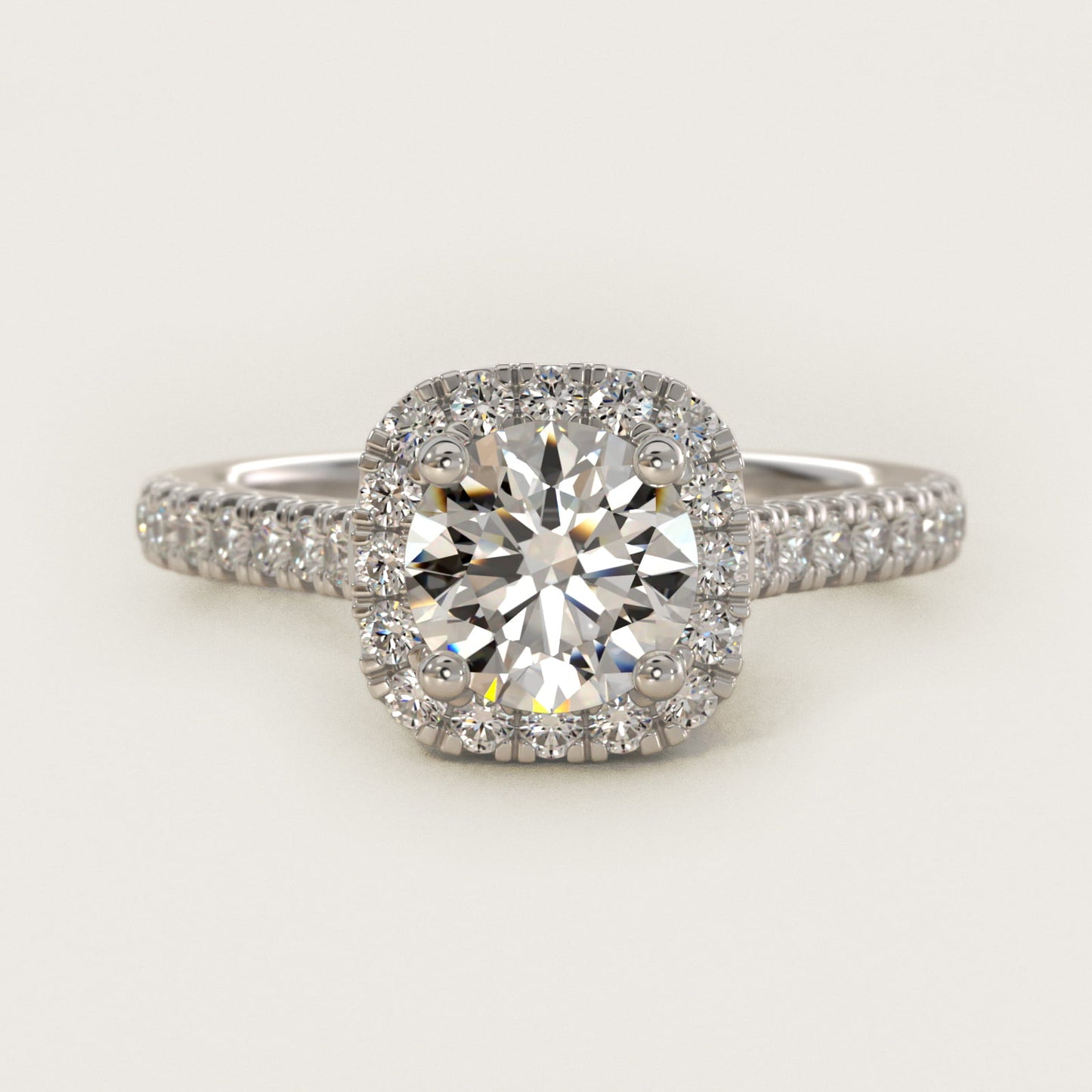Cushion Halo Diamond Engagement Ring in 18k White Gold (1/3 ct. tw.) - Round Center