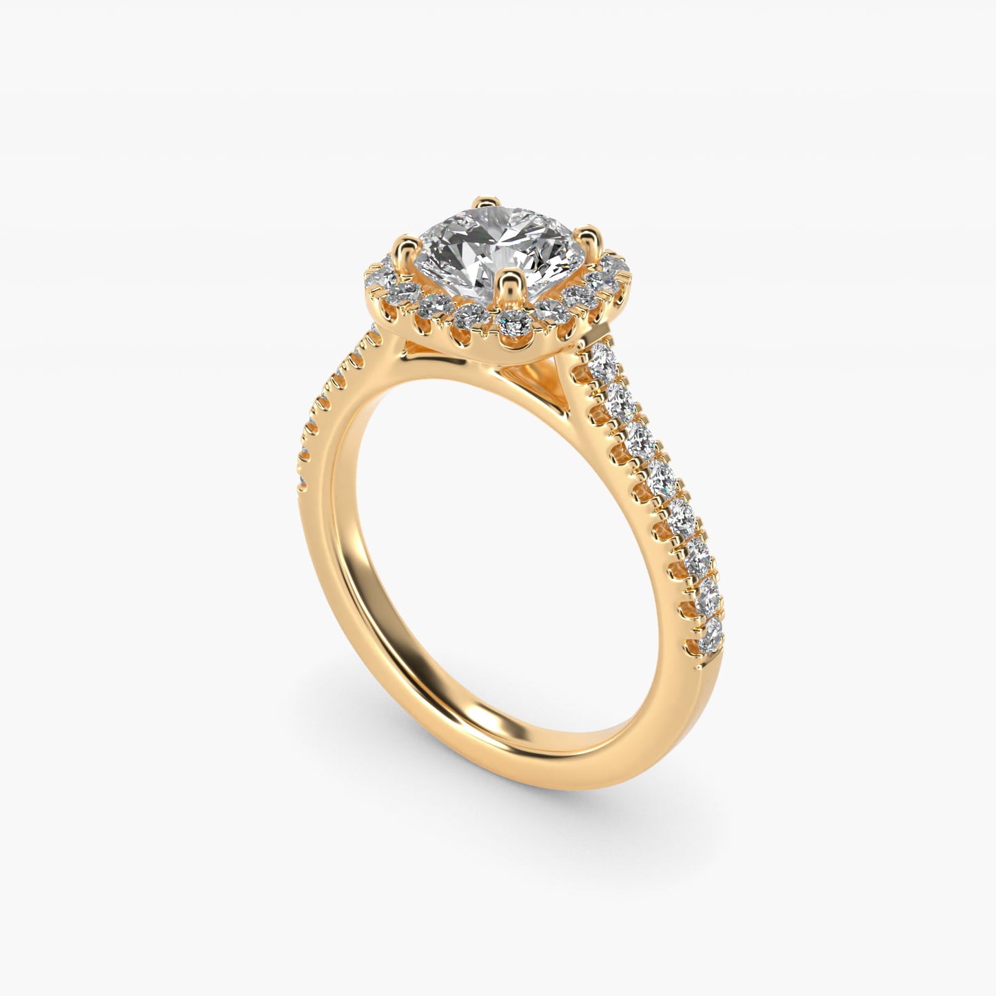 Cushion Halo Diamond Engagement Ring in 14K Yellow Gold (1/3 ct. tw.) - Round Center