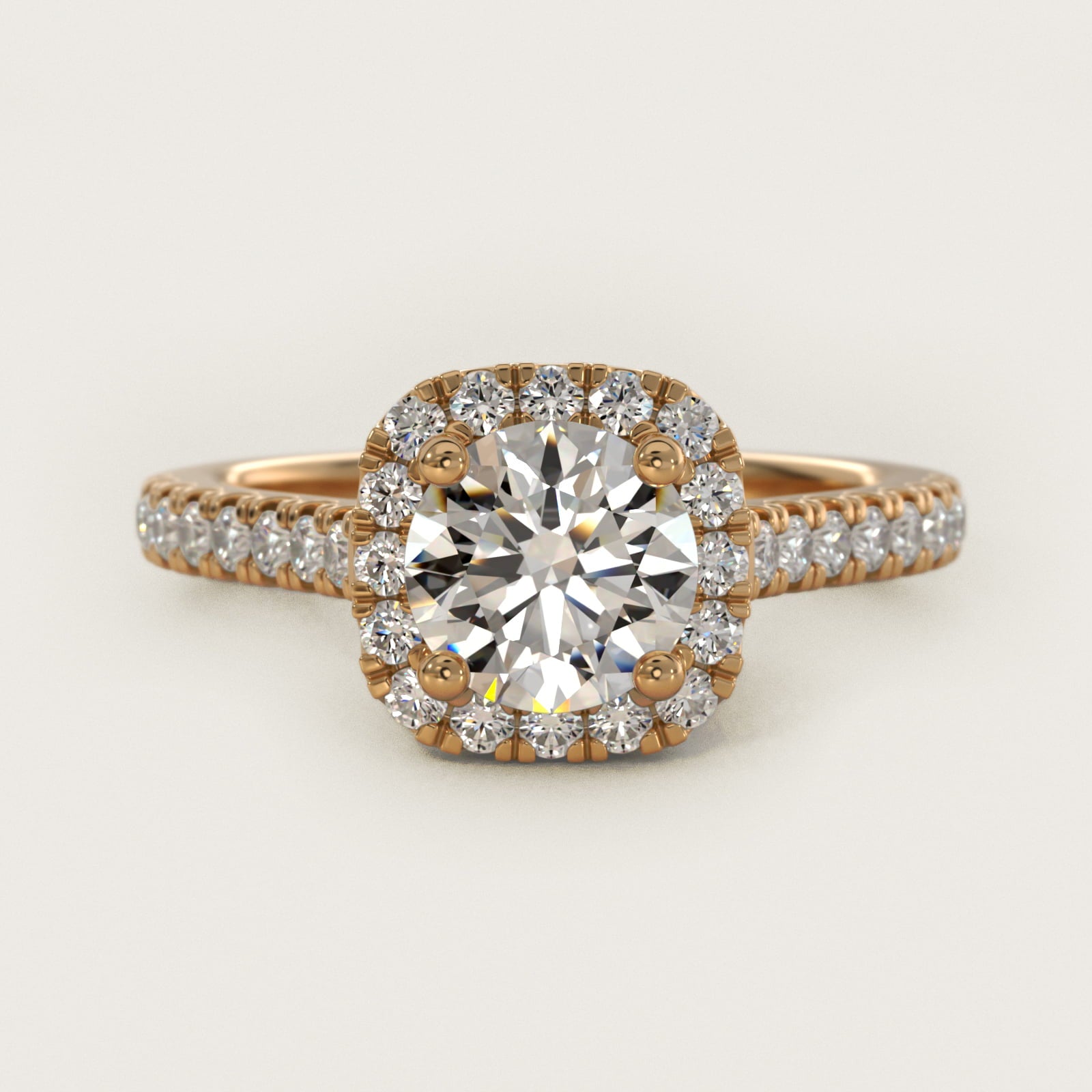 Cushion Halo Diamond Engagement Ring in 14K Yellow Gold (1/3 ct. tw.) - Round Center