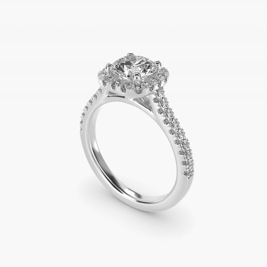 Cushion Halo Diamond Engagement Ring in Platinum (1/3 ct. tw.) - Round Center