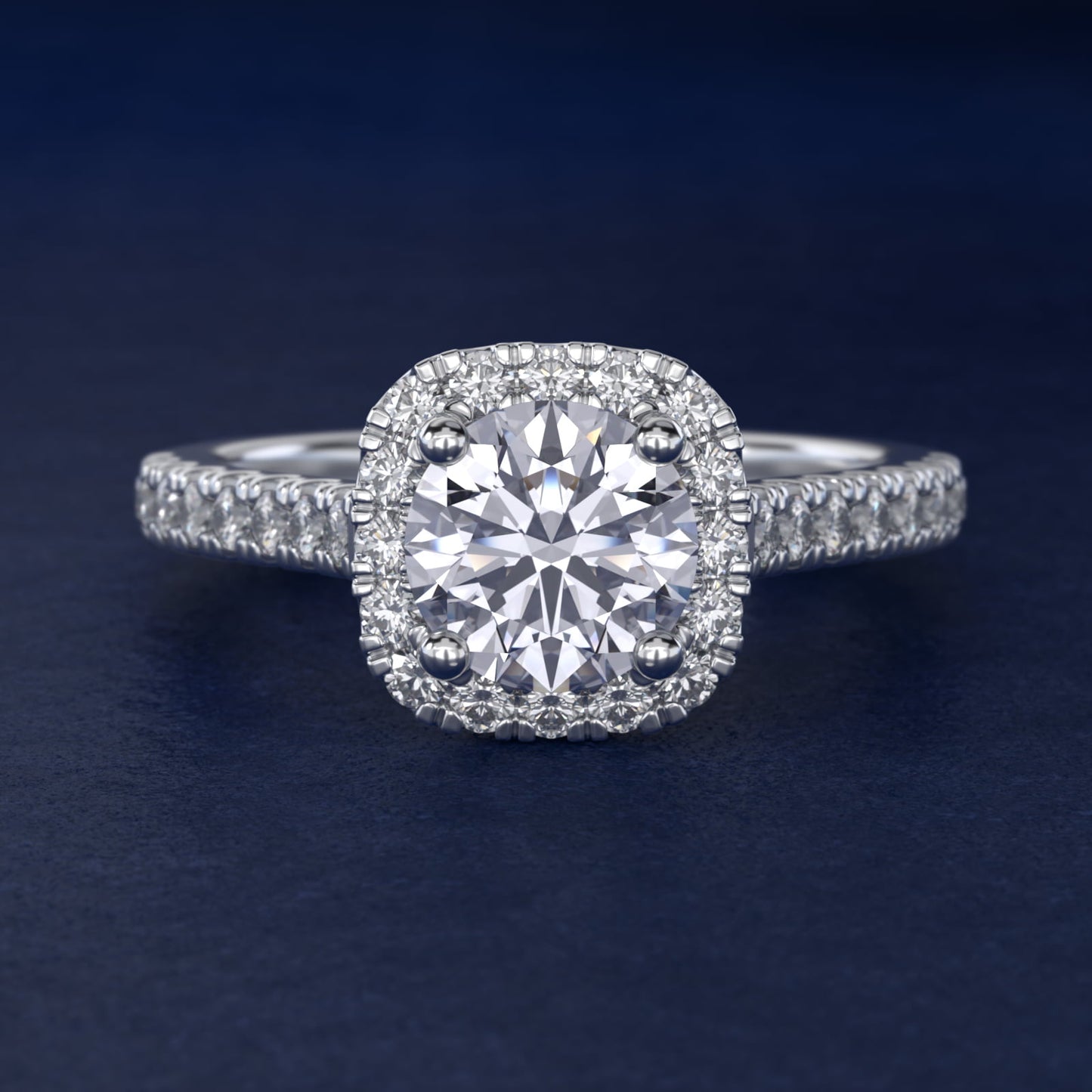 Cushion Halo Diamond Engagement Ring in Platinum (1/3 ct. tw.) - Round Center