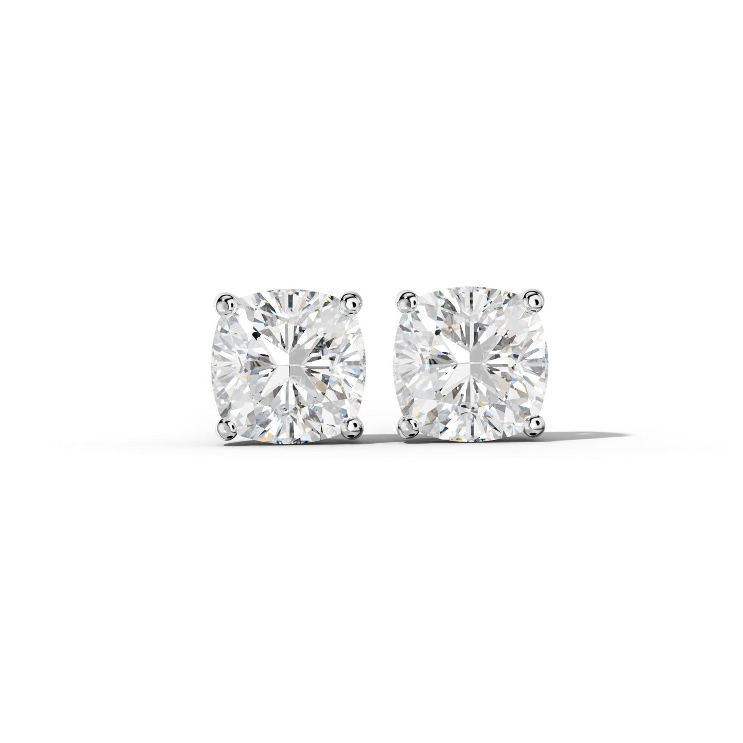 Cushion Diamond Stud Earrings With Classic Four Prongs - 1/2 - 14K Rose Gold