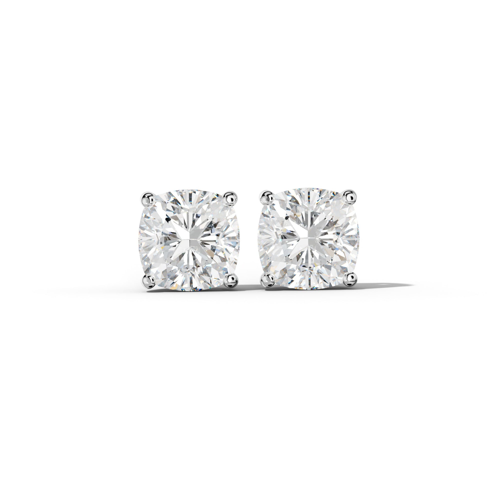 Cushion Diamond Stud Earrings With Classic Four Prongs - 1/2 - 14K Rose Gold