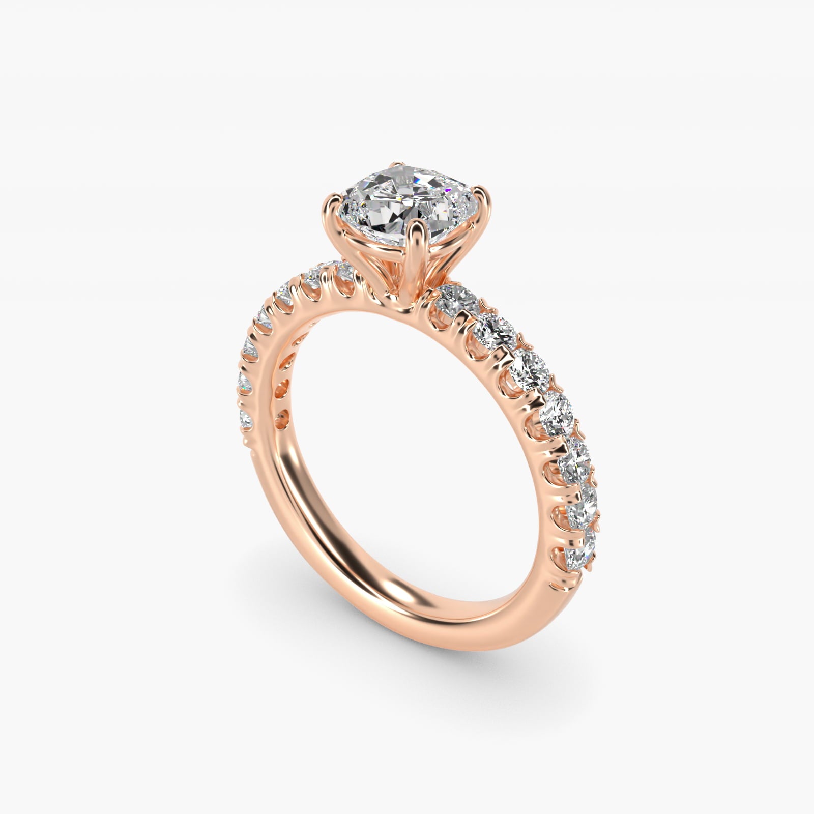 Cut Down Pav? Diamond Engagement Ring In 18k Rose Gold By James Allen - Cushion Center