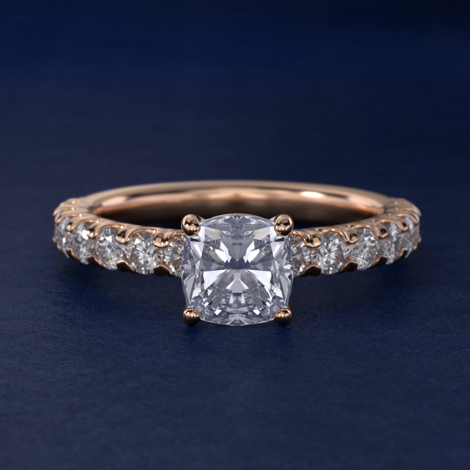 Cut Down PavŽ Diamond Engagement Ring In 14K Rose Gold By James Allen - Cushion Center