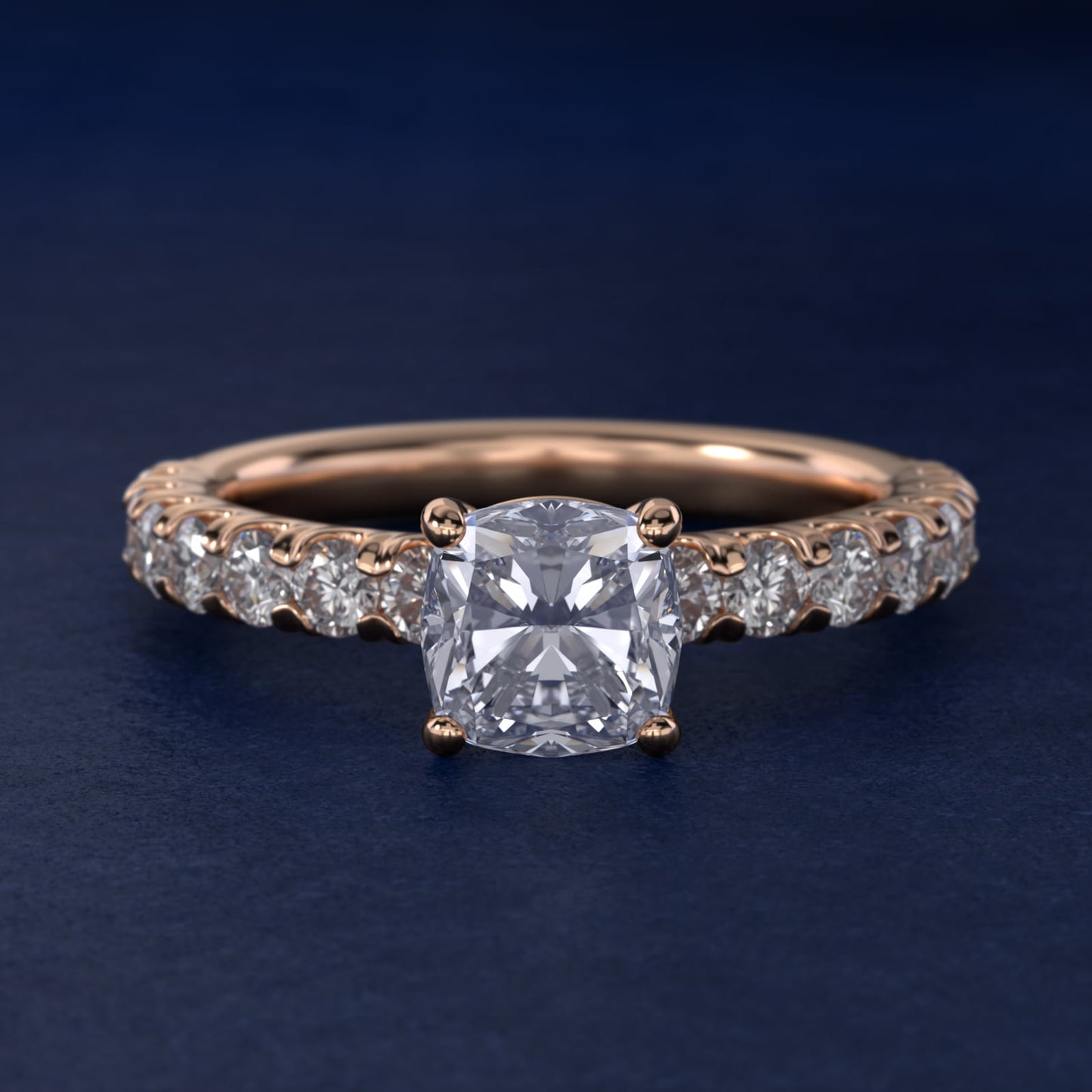 Cut Down Pav? Diamond Engagement Ring In 18k Rose Gold By James Allen - Cushion Center