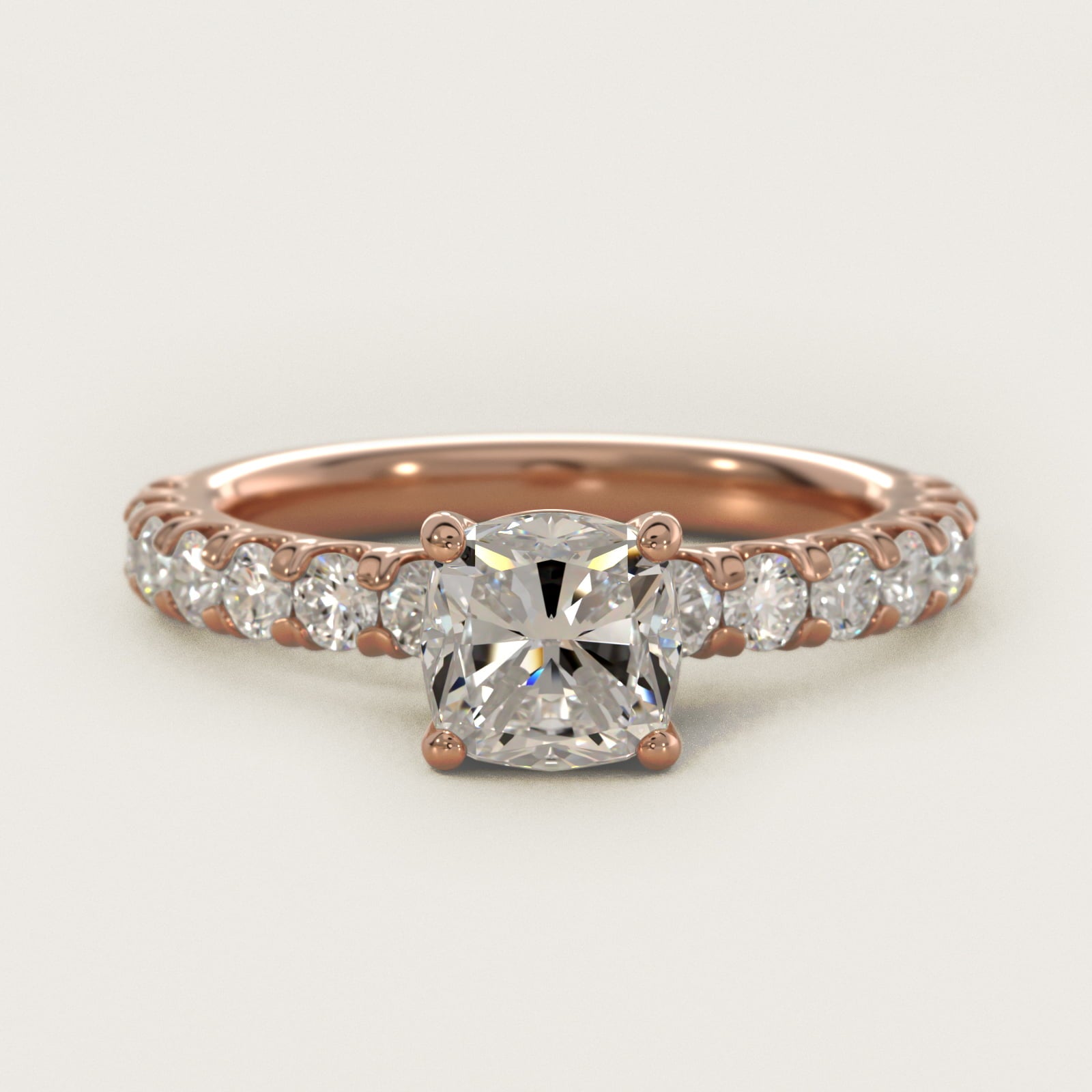 Cut Down Pav? Diamond Engagement Ring In 18k Rose Gold By James Allen - Cushion Center