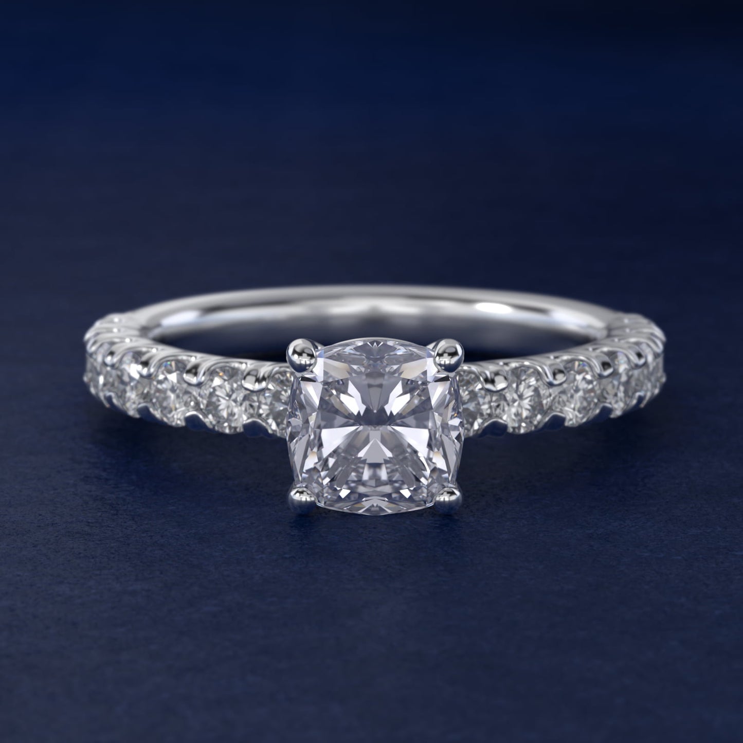 Cut Down PavŽ Diamond Engagement Ring In 14K White Gold By James Allen - Cushion Center