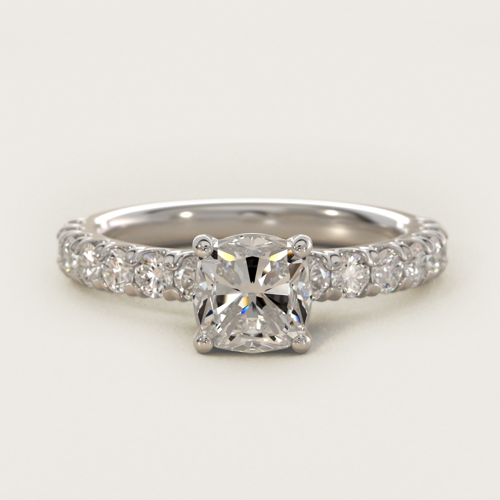 Cut Down Pav? Diamond Engagement Ring In 18k White Gold By James Allen - Cushion Center
