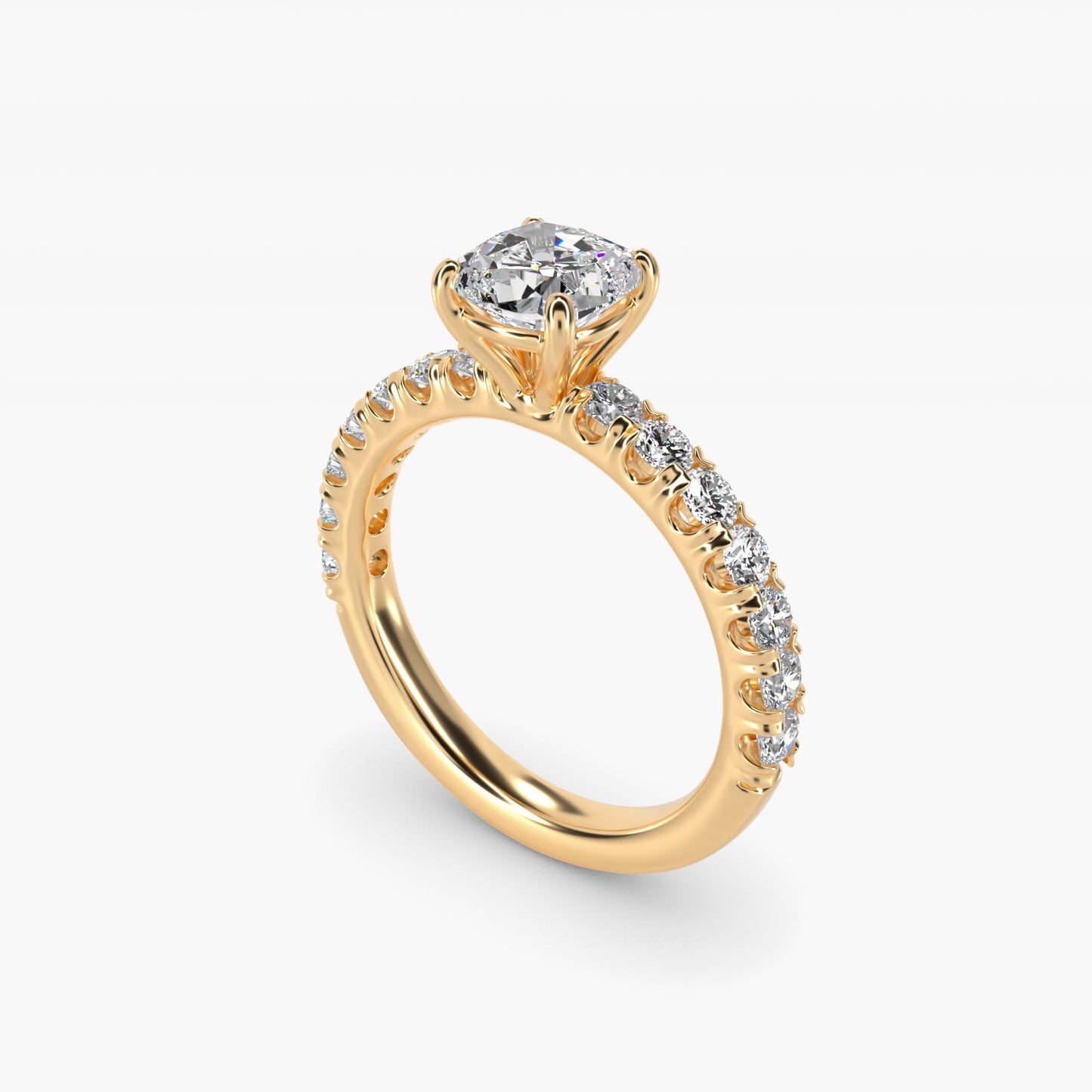 Cut Down PavŽ Diamond Engagement Ring In 14K Yellow Gold By James Allen - Cushion Center