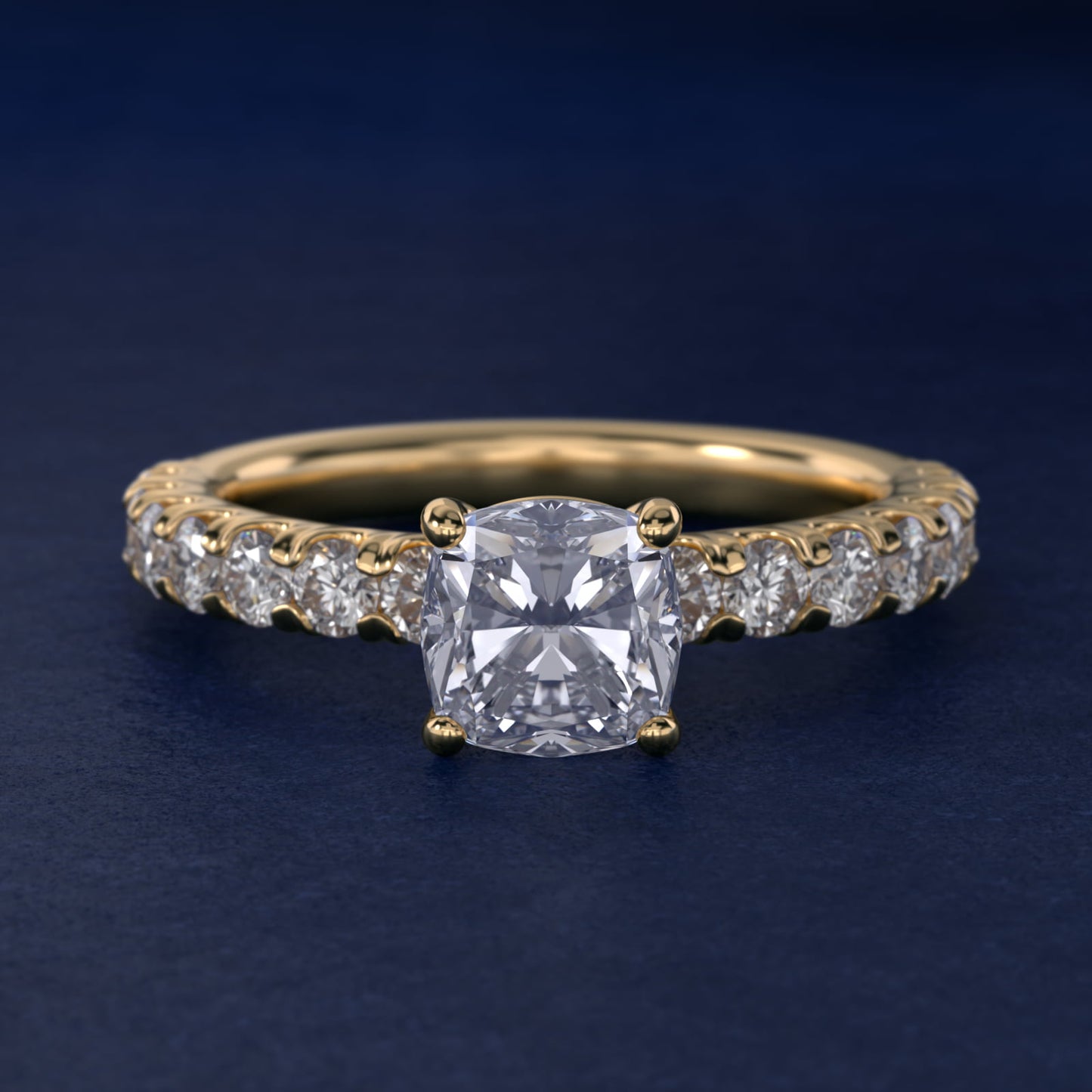 Cut Down PavŽ Diamond Engagement Ring In 14K Yellow Gold By James Allen - Cushion Center
