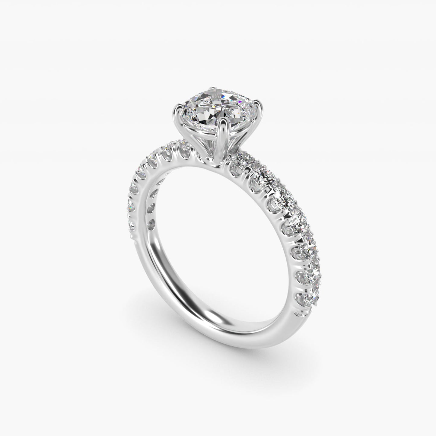 Cut Down Pav? Diamond Engagement Ring In Platinum By James Allen - Cushion Center