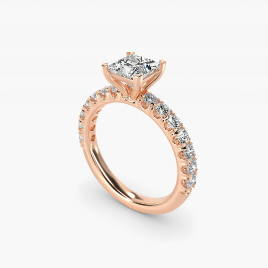 Cut Down PavŽ Diamond Engagement Ring In 14K Rose Gold By James Allen - Princess Center