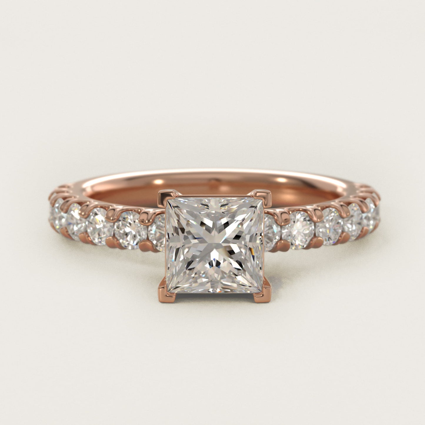 Cut Down Pav? Diamond Engagement Ring In 18k Rose Gold By James Allen - Princess Center