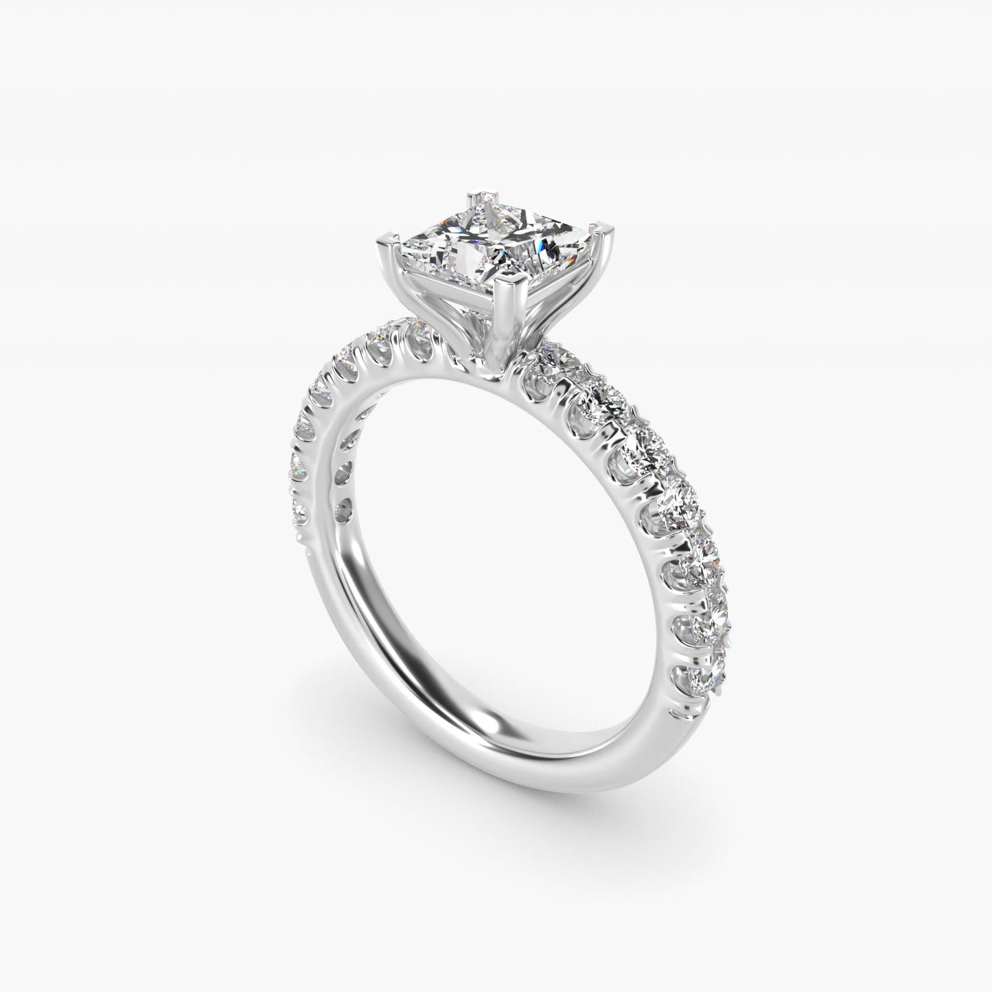 Cut Down PavŽ Diamond Engagement Ring In 14K White Gold By James Allen - Princess Center