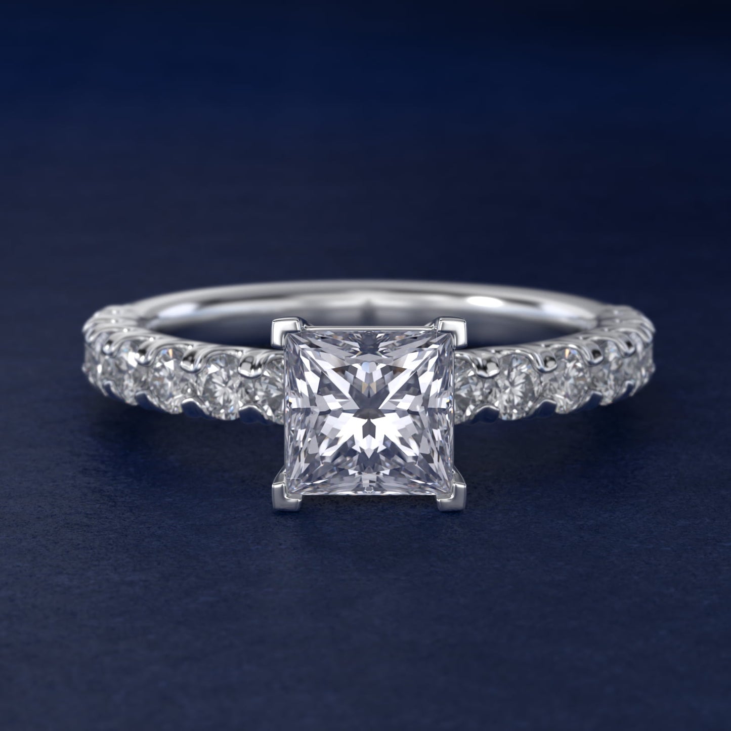 Cut Down Pav? Diamond Engagement Ring In 18k White Gold By James Allen - Princess Center