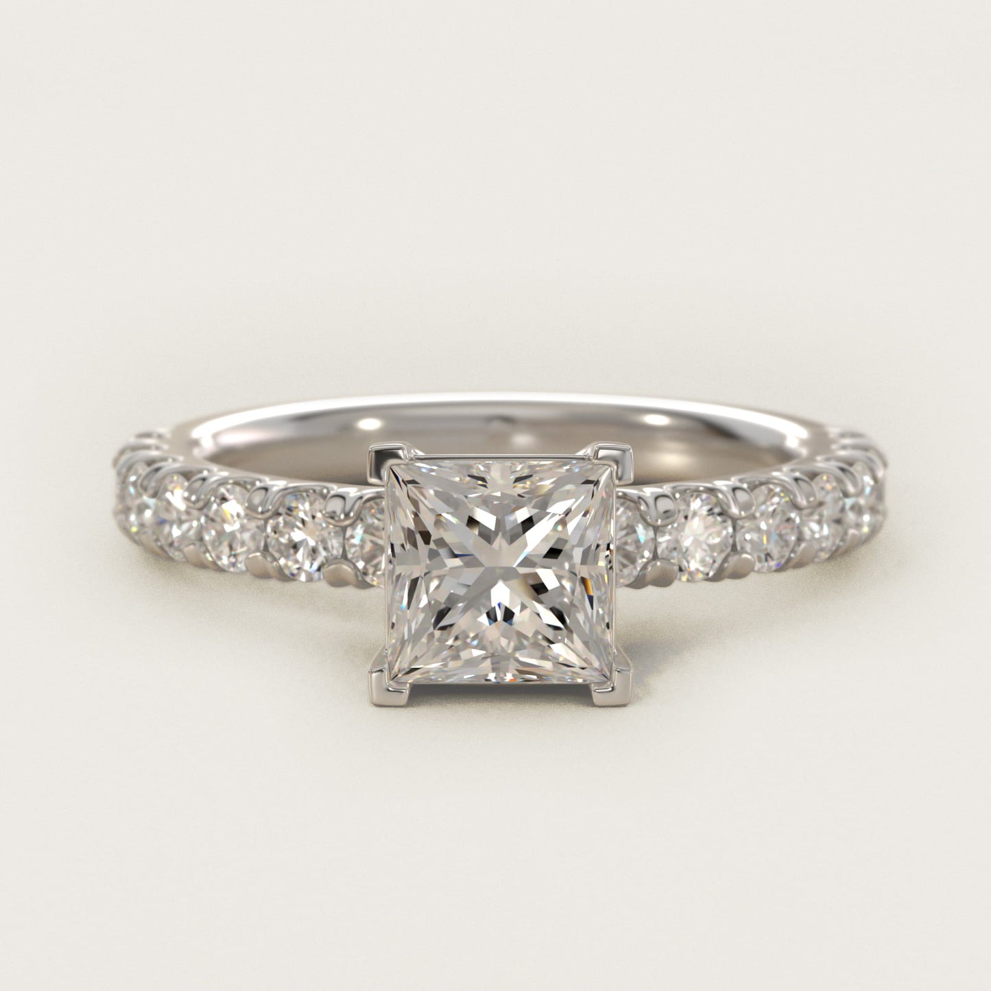 Cut Down PavŽ Diamond Engagement Ring In 14K White Gold By James Allen - Princess Center