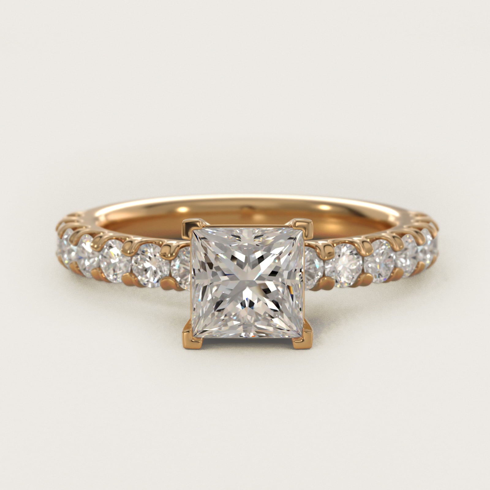 Cut Down PavŽ Diamond Engagement Ring In 14K Yellow Gold By James Allen - Princess Center