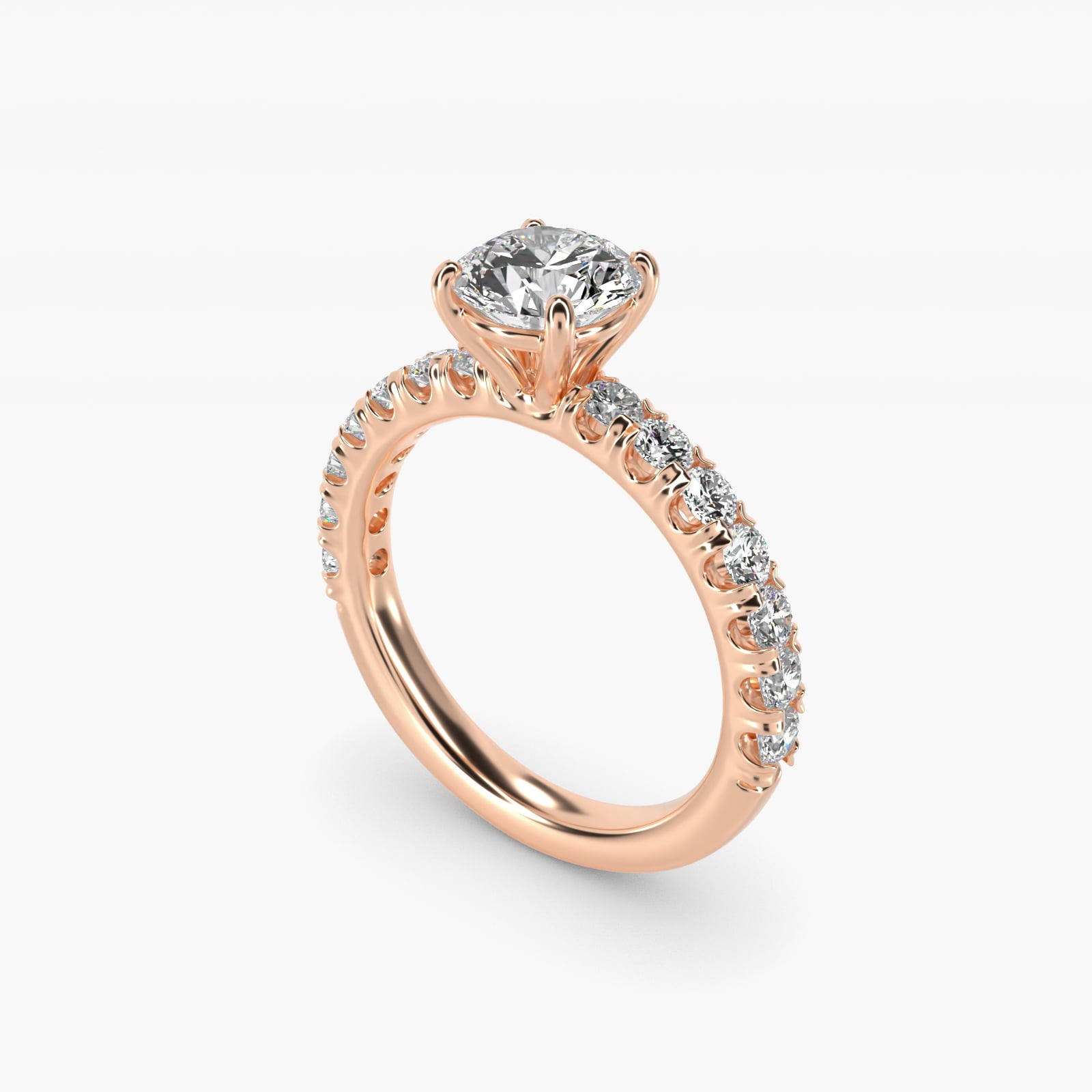 Cut Down PavŽ Diamond Engagement Ring In 14K Rose Gold By James Allen - Round Center