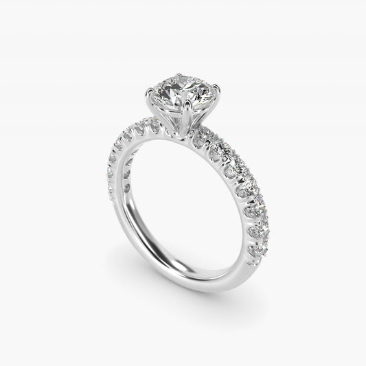 Cut Down PavŽ Diamond Engagement Ring In 14K White Gold By James Allen - Round Center