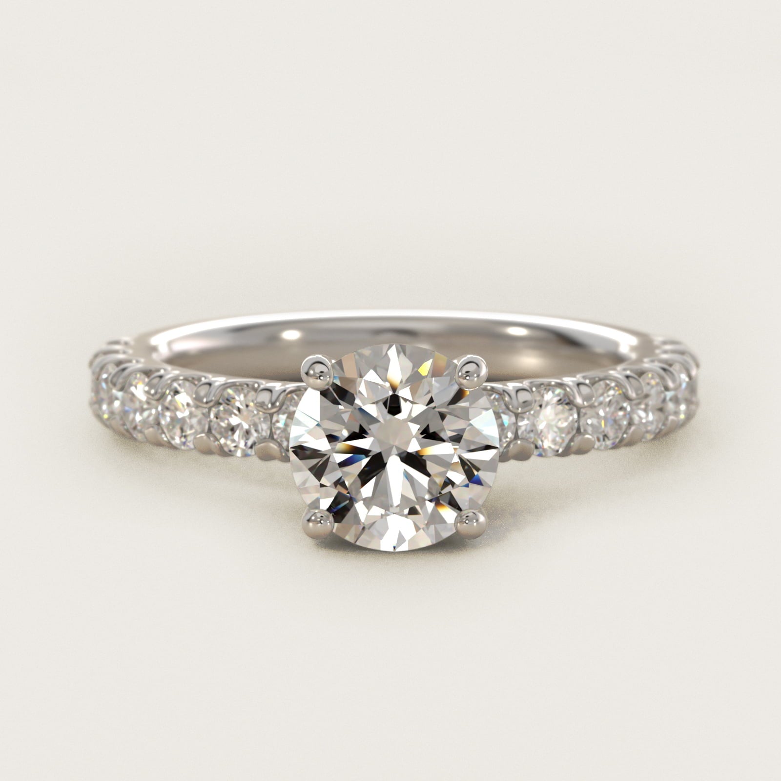 Cut Down PavŽ Diamond Engagement Ring In 14K White Gold By James Allen - Round Center